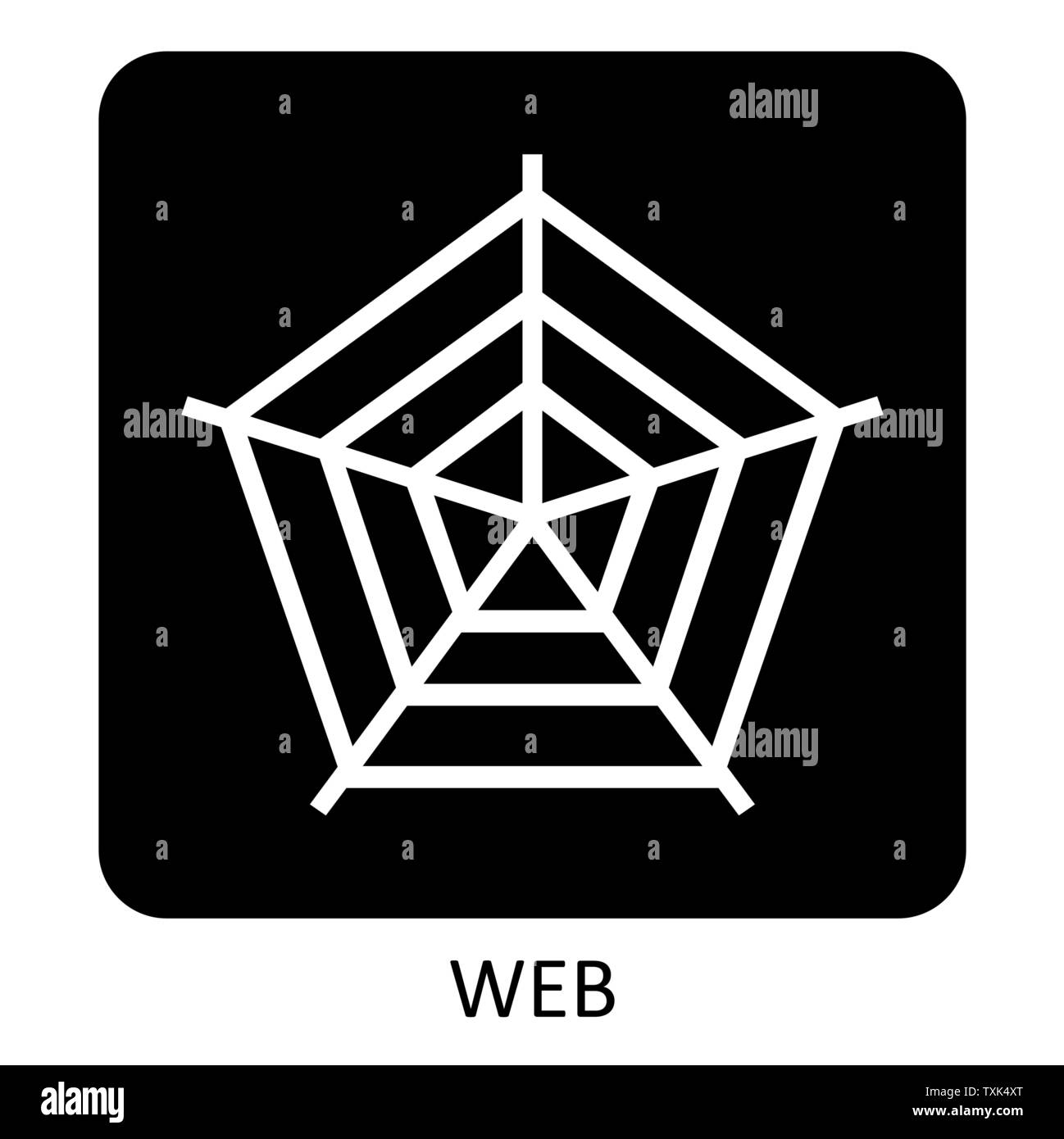 Spider web icon illustration on dark background Stock Vector