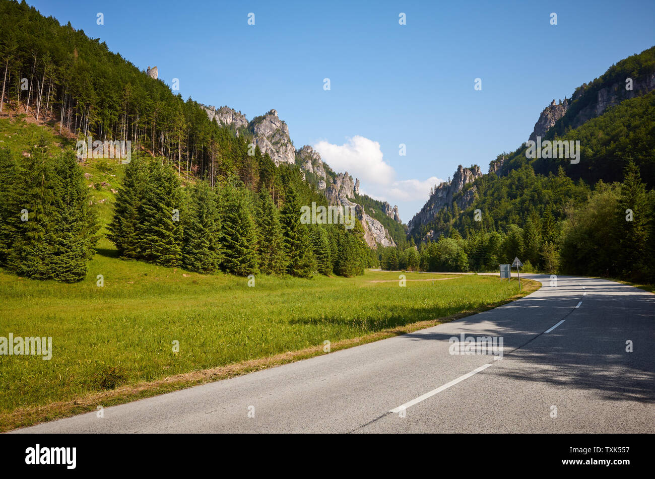 Scenic road in Mala Fatra mountains, Slovakia. Stock Photo