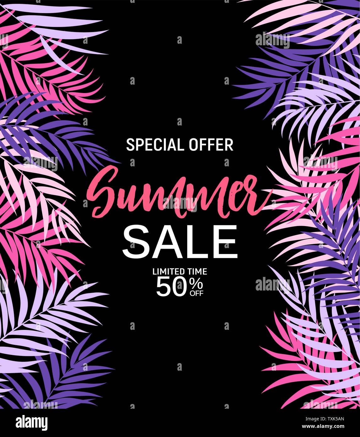 Abstract Summer Sale Background with palm leaves. Vector Illustration ...