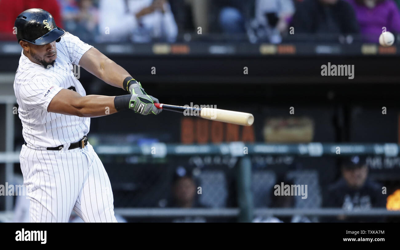 Chicago White Sox' Jose Abreu hits an RBI single against the Boston Red Sox in the first inning at Guaranteed Rate Field on May 4, 2019 in Chicago. Photo by Kamil Krzaczynski/UPI Stock Photo