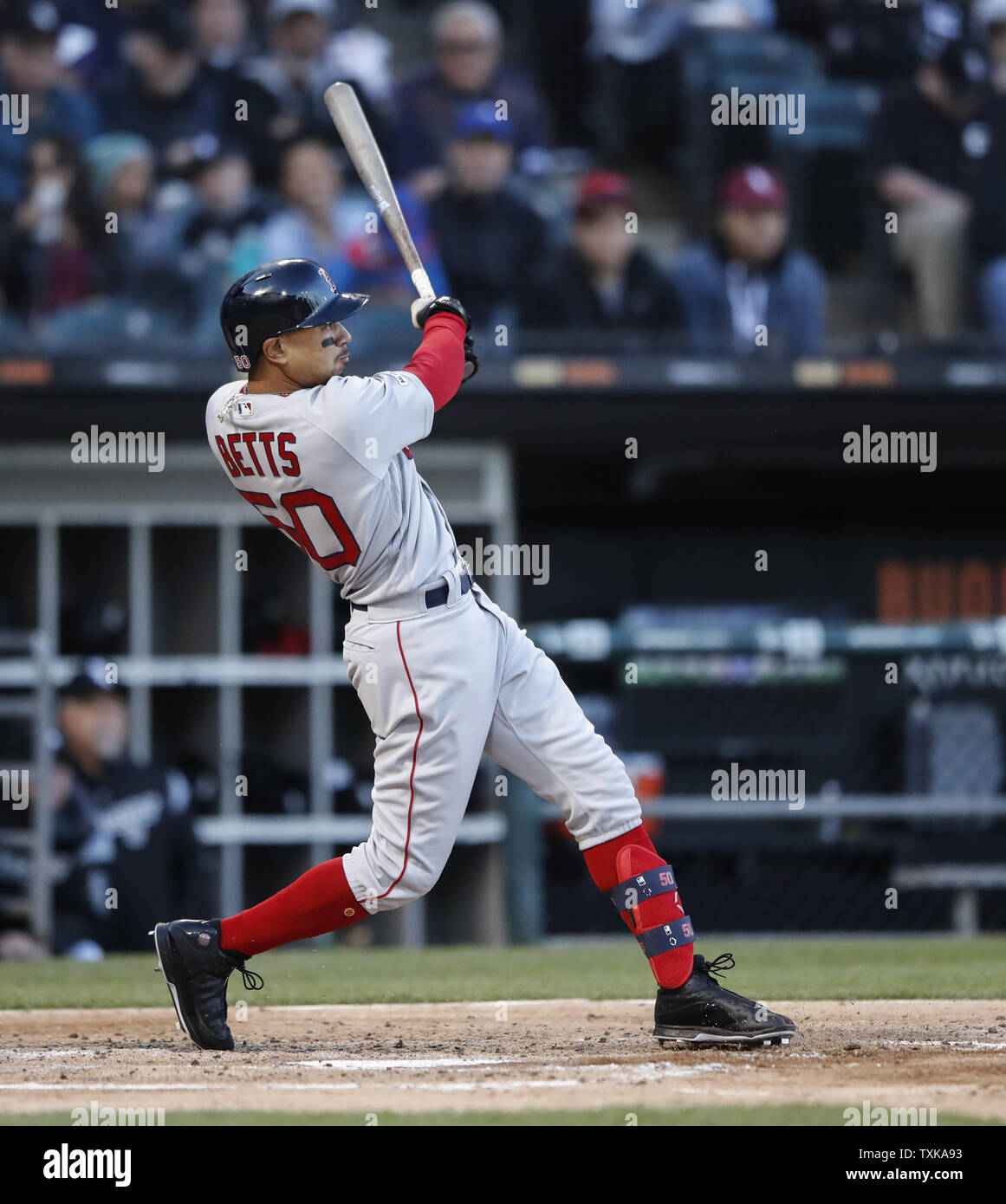 Boston Red Sox's Mookie Betts hits two-run double against the Chicago White  Sox in the
