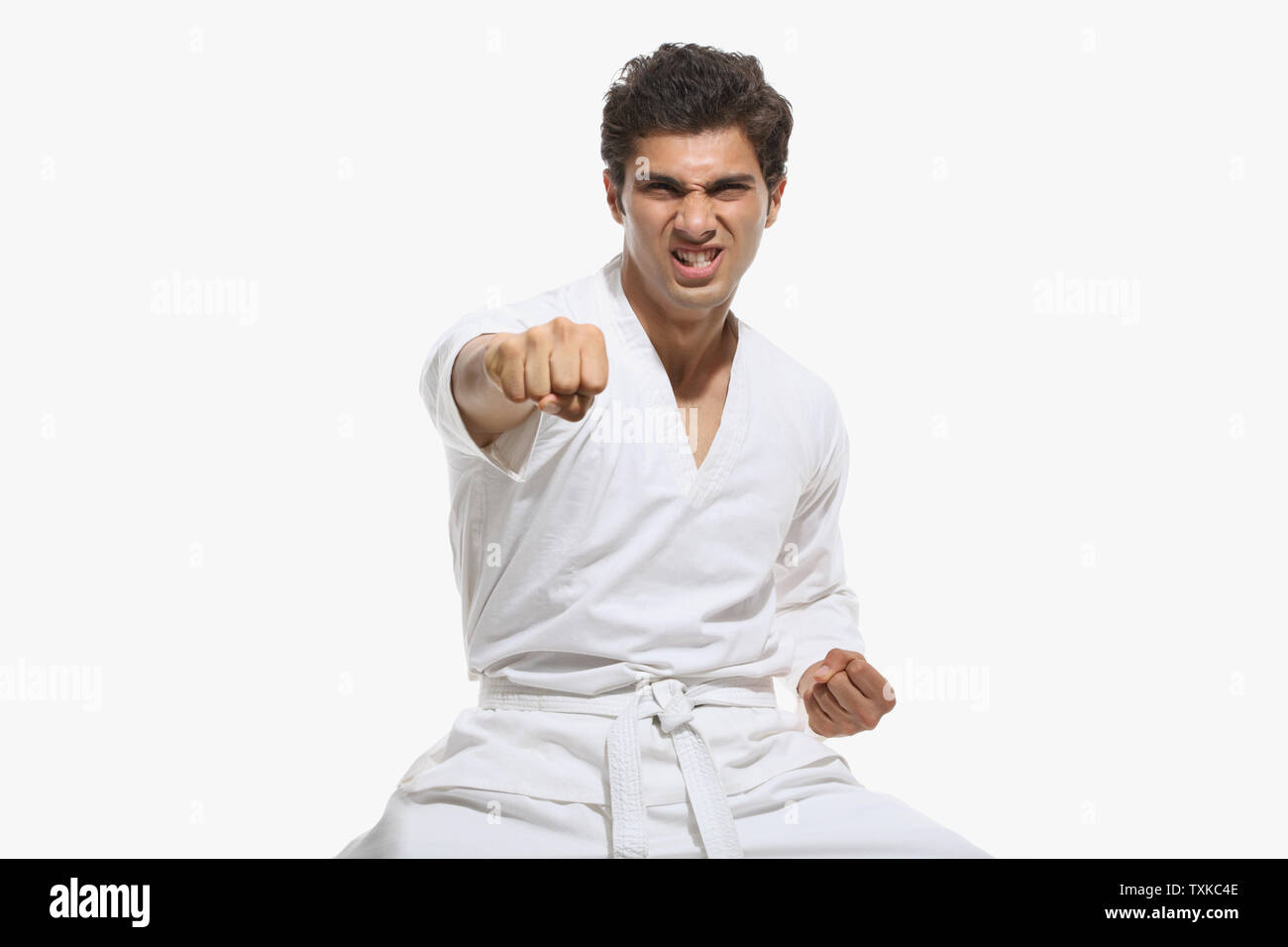 Man in judo stance Stock Photo Alamy