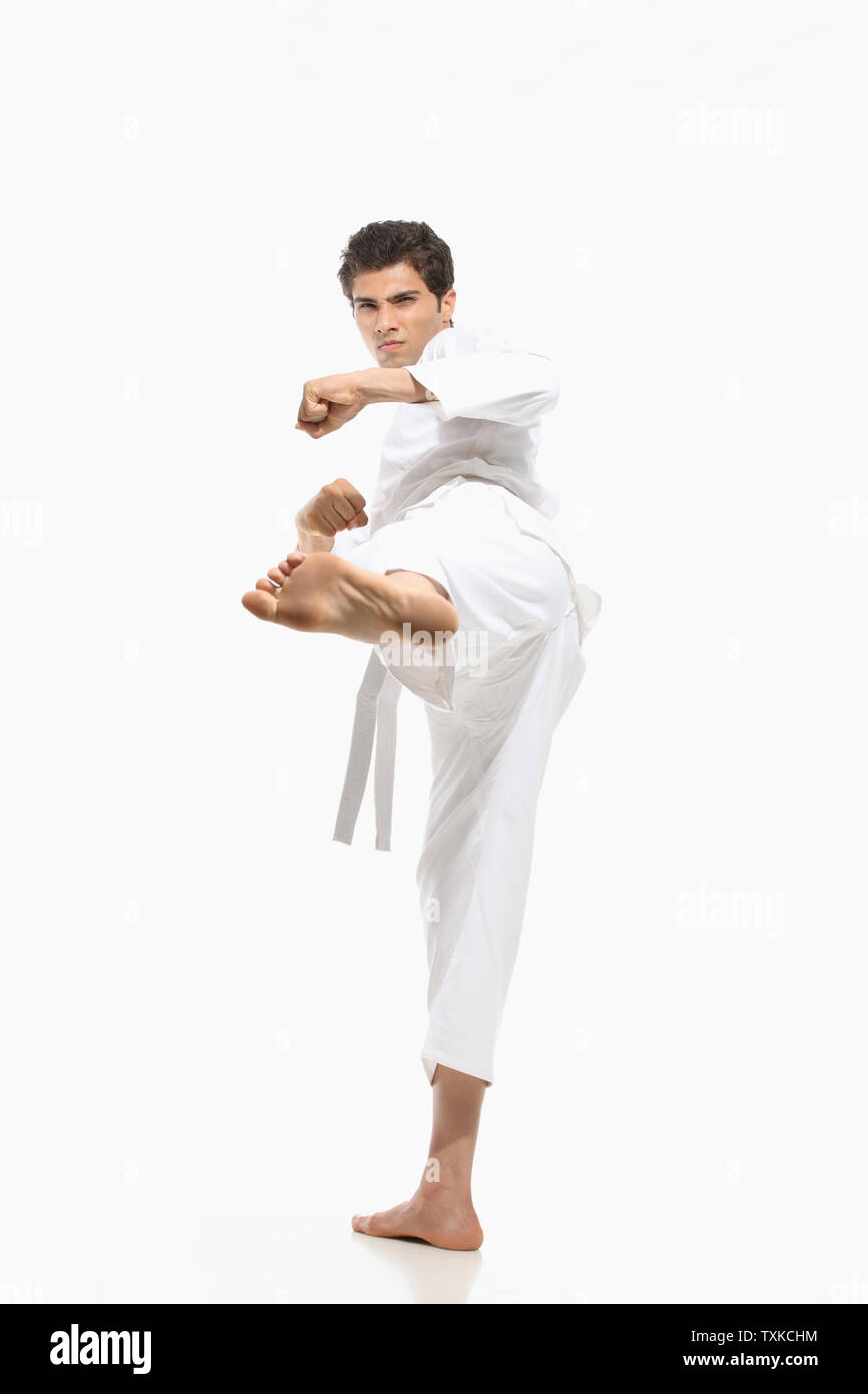 Man in judo stance Stock Photo Alamy