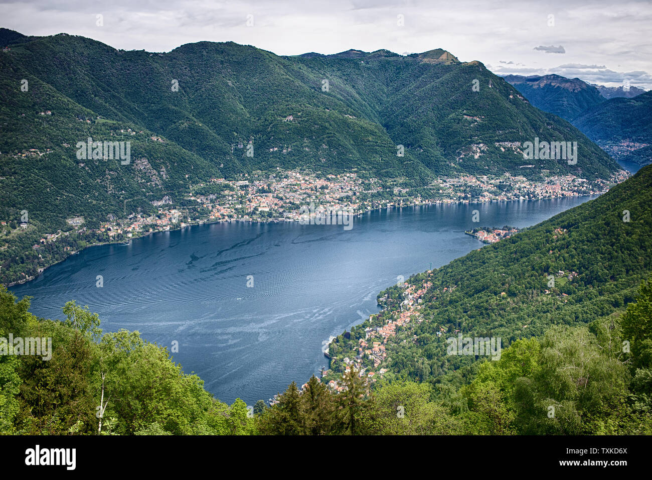Panoramic view of Como lake from the village of Brunate, Italy Stock Photo