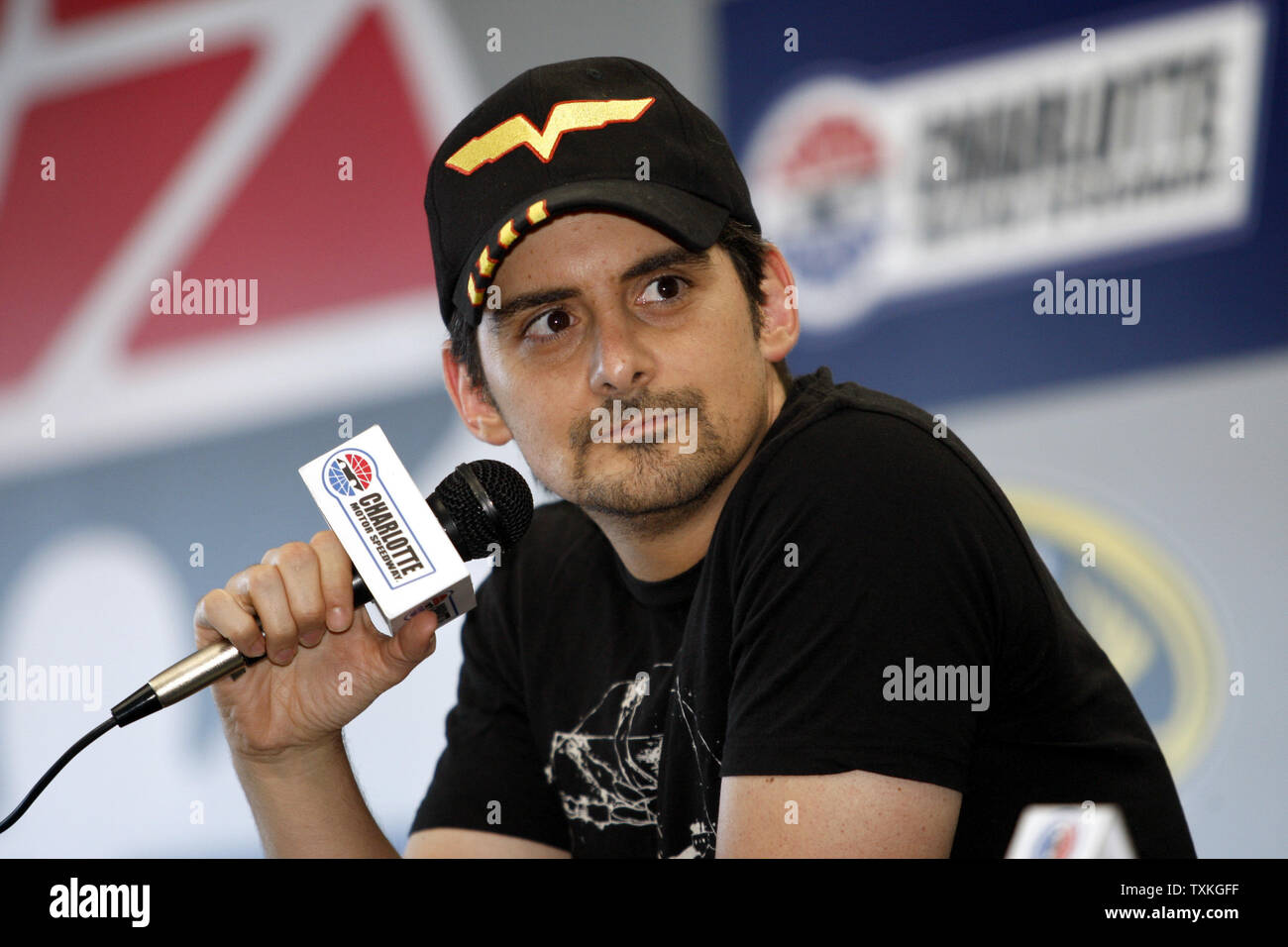 Country singer Brad Paisley answers questions during a press conference