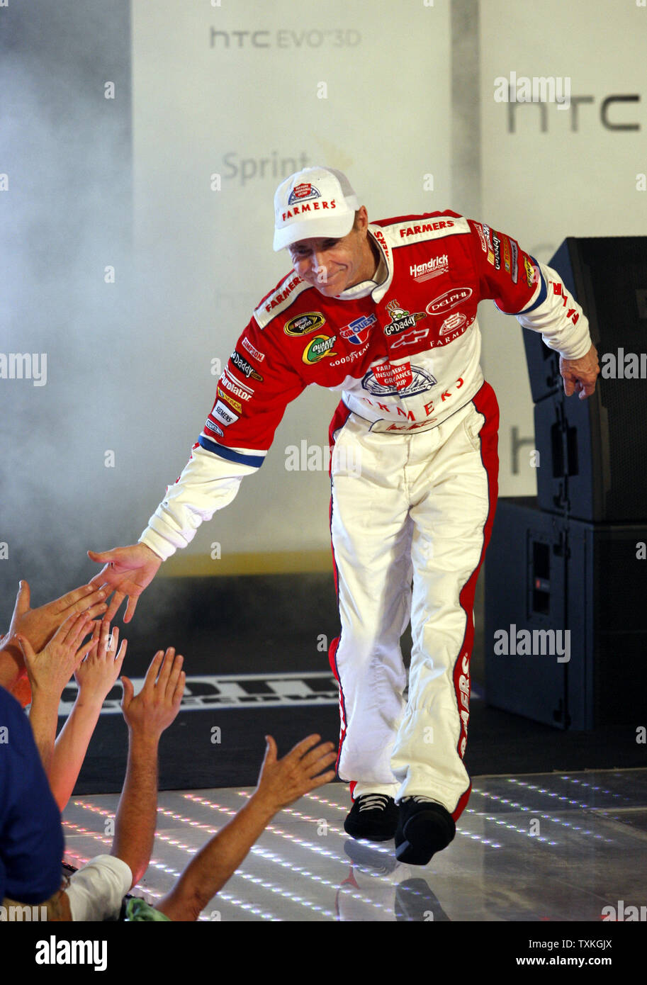 Mark Martin greets fans during driver introductions before the NASCAR Sprint Cup Series All-Star Race at the Charlotte Motor Speedway in Concord, North Carolina on May 21, 2010.   UPI/Nell Redmond . Stock Photo