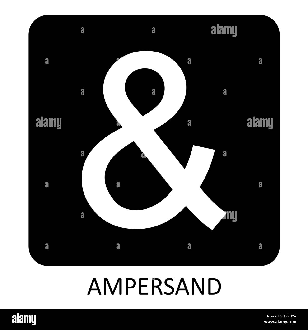 White Ampersand icon illustration on dark background Stock Vector Image ...