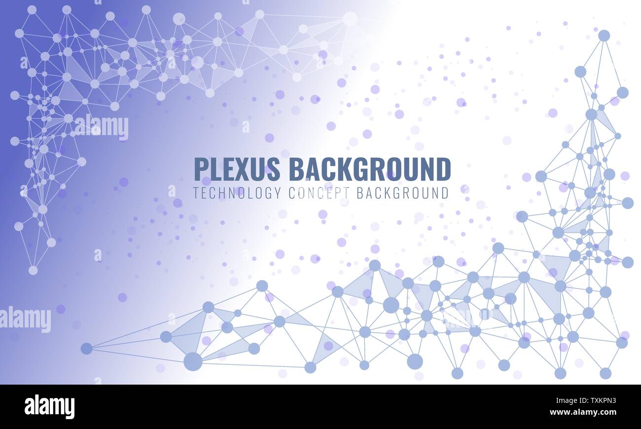 Abstract plexus background with connected lines and dots. Wave flow for ...