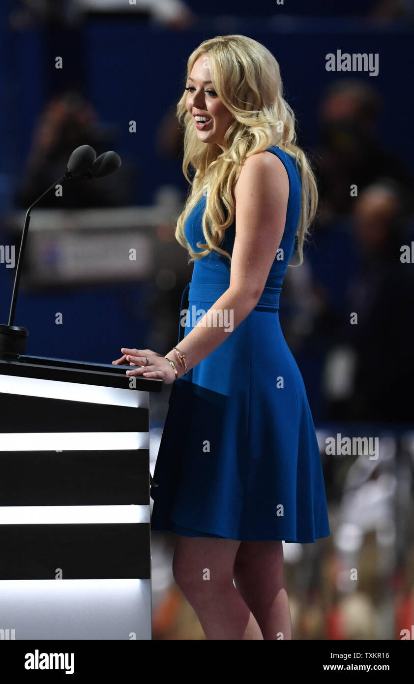 Tiffany Trump daughter of Donald Trump and Marla Maples, speaks on day two of the Republican National Convention at Quicken Loans Arena in Cleveland, Ohio on July 19, 2016.  Donald Trump will formally accept the Republican Party's nomination for President on Thursday night July 21.  Photo by Pat Benic/UPI Stock Photo