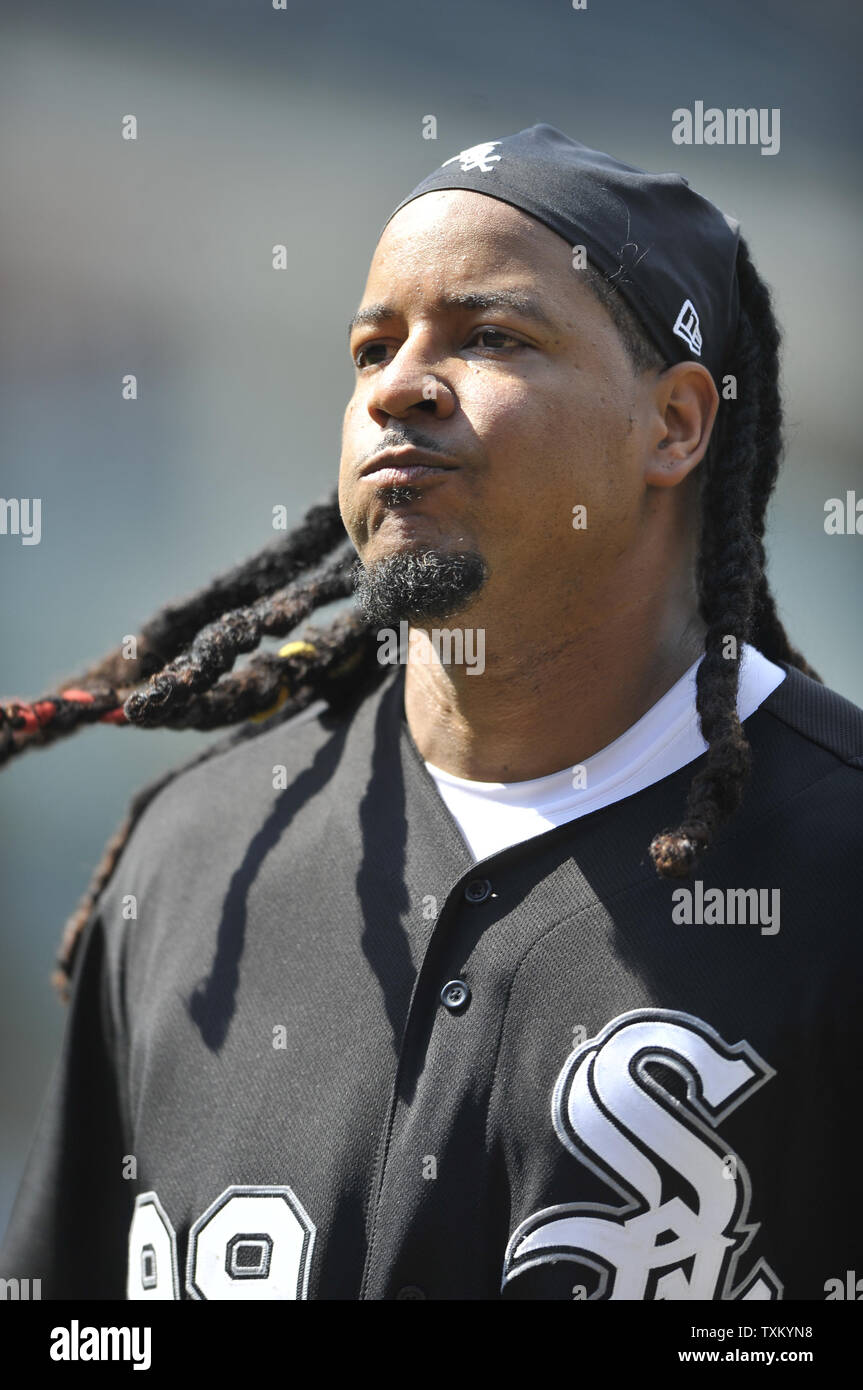 Chicago White Sox designated hitter Manny Ramirez bats during a baseball  game against the Cleveland Indians at Progressive Field in Cleveland on  Wednesday, September 1, 2010. UPI/David Richard Stock Photo - Alamy