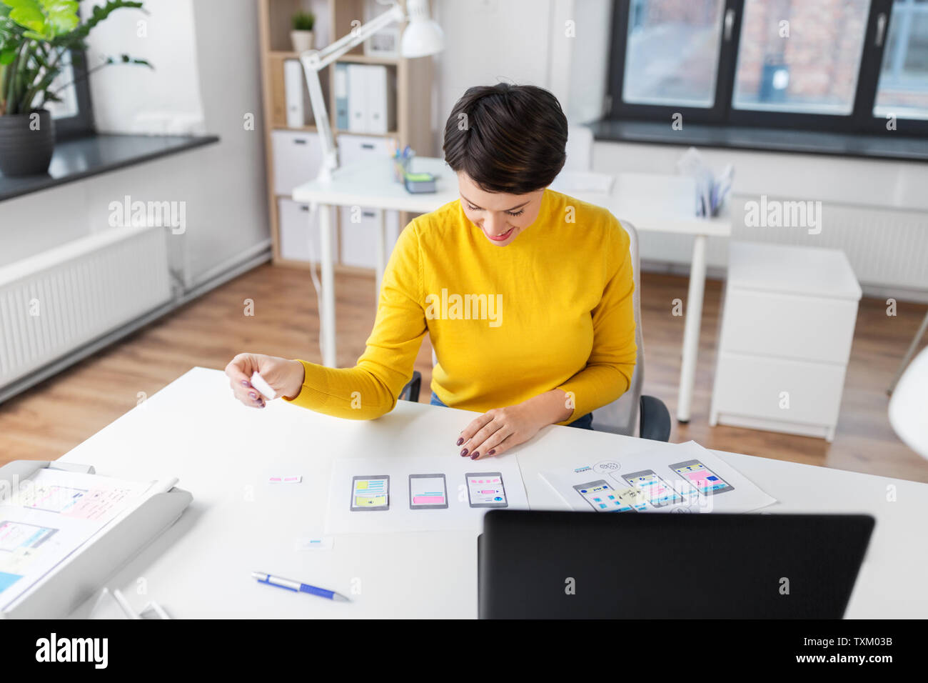 ui designer working on user interface at office Stock Photo