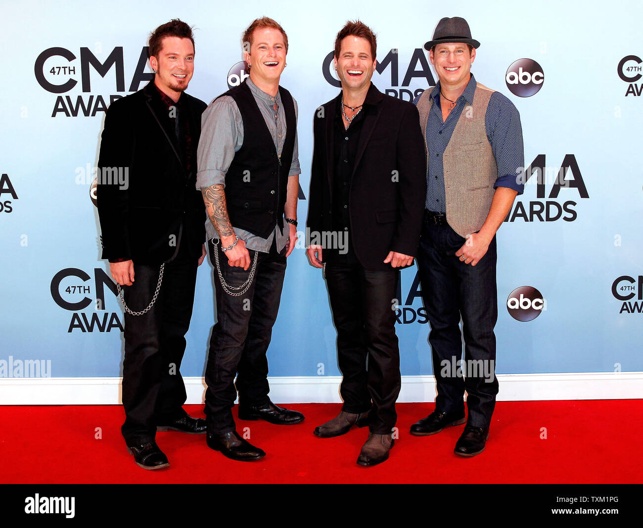 Parmalee arrives on the red carpet at the 47th Annual Country Music Awards at the Bridgestone Arena in Nashville on November 6, 2013. UPI/Terry Wyatt Stock Photo