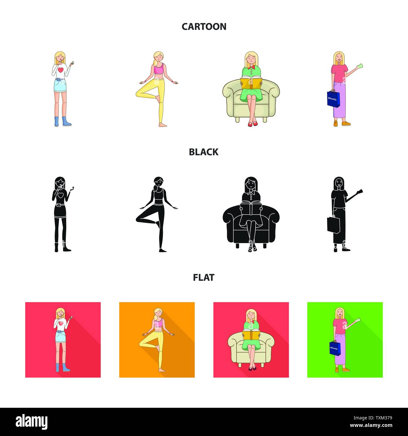 Vector illustration of posture and mood icon. Collection of posture and ...