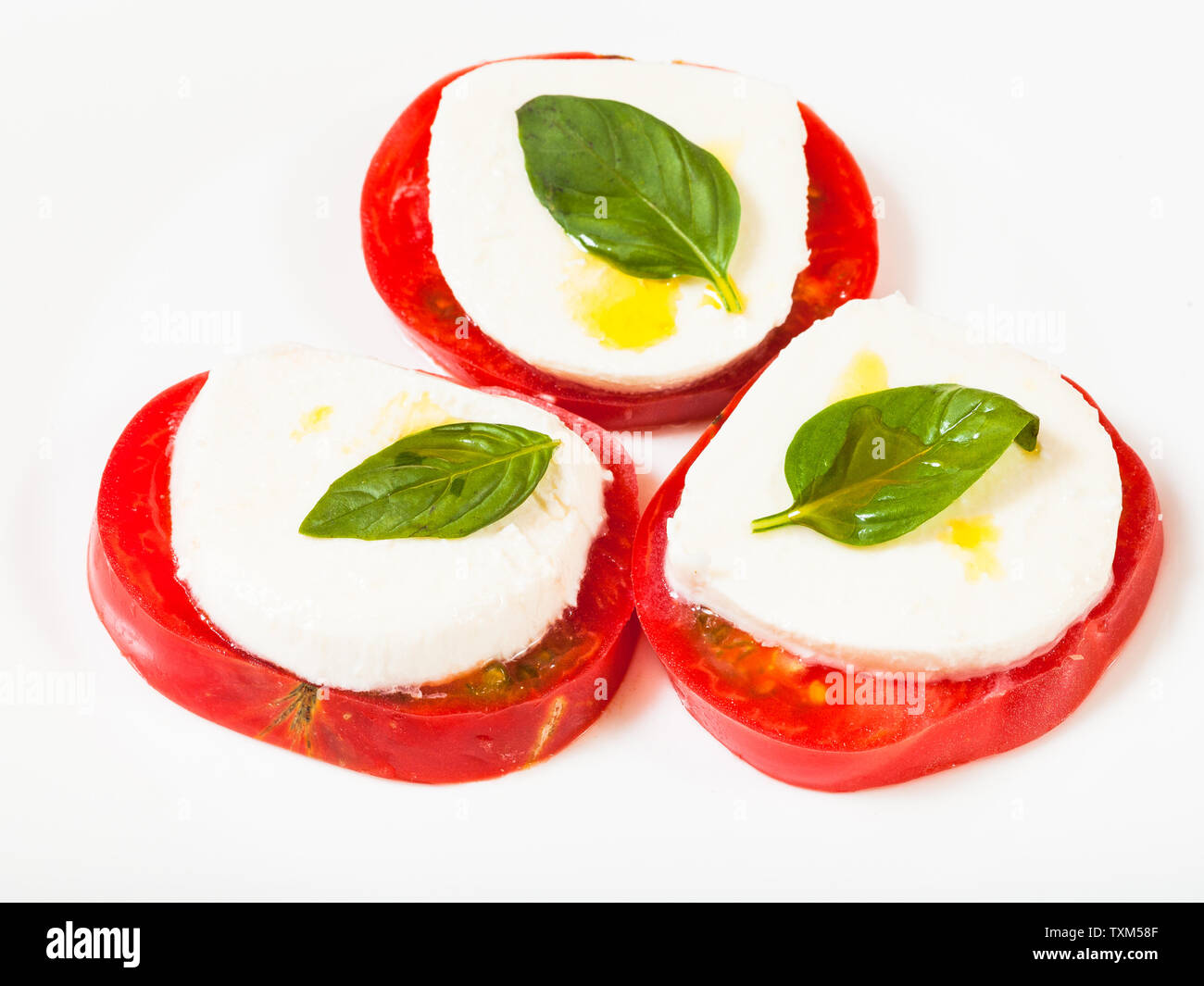 italian cuisine insalata caprese (caprese salad) stacks from sliced