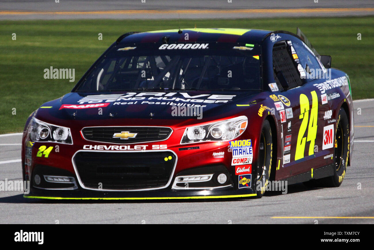 Jeff Gordon rolls down pit lane  at Daytona International Speedway on February 20, 2015 in Daytona Beach, Florida.    Photo by Mike Gentry/UPI Stock Photo