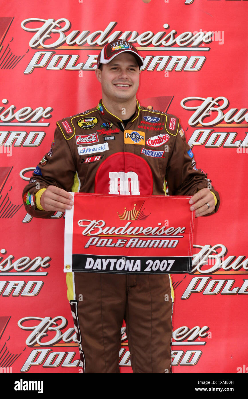 David Gilliland celebrates winning the pole postition for the Daytona ...