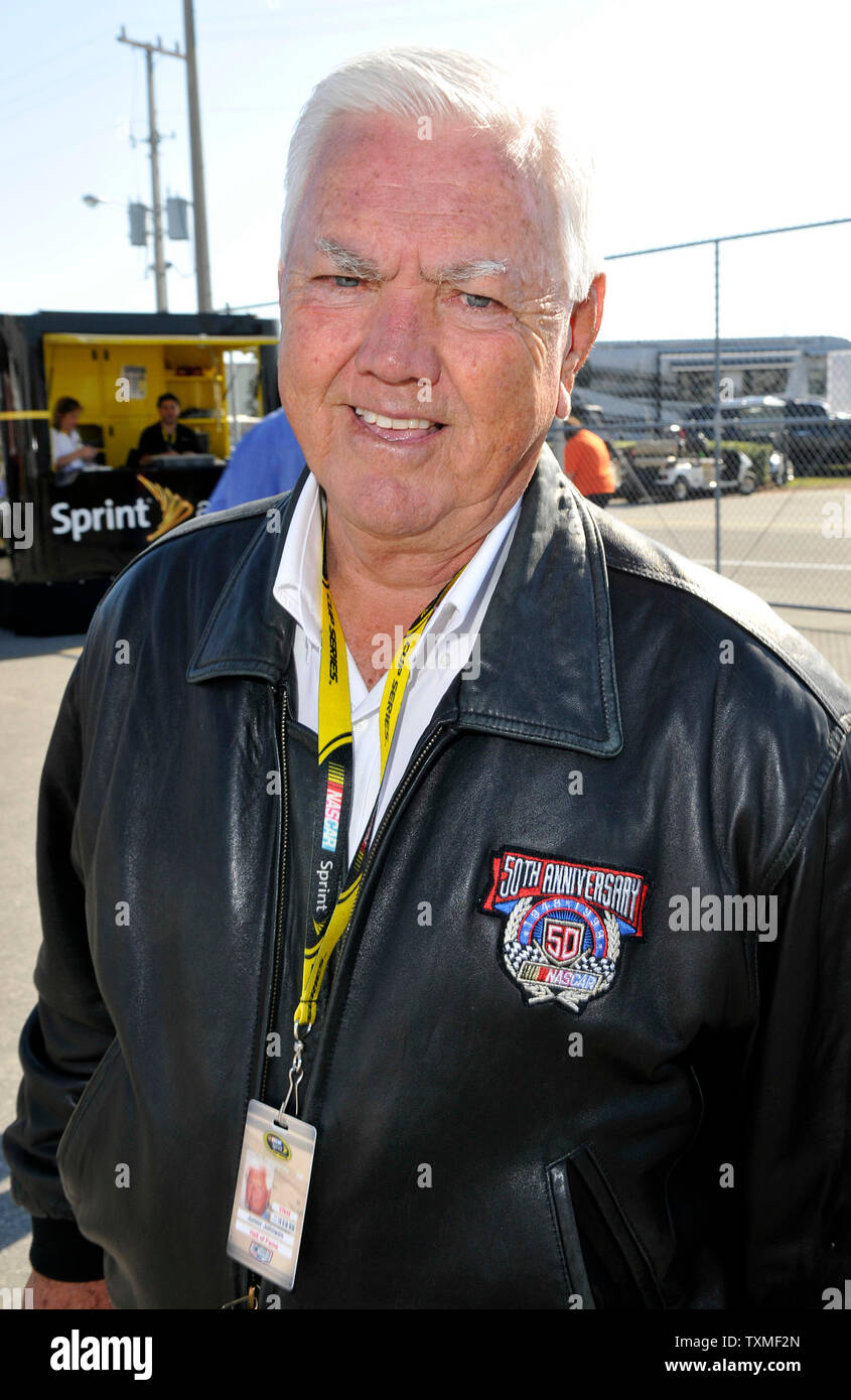 Racing legend Junior Johnson walks through the garage area during the last practice session for the NASCAR Daytona 500 at Daytona International Speedway in Daytona Beach, Florida on February 16, 2008. (UPI Photo/Jeff Daly) Stock Photo