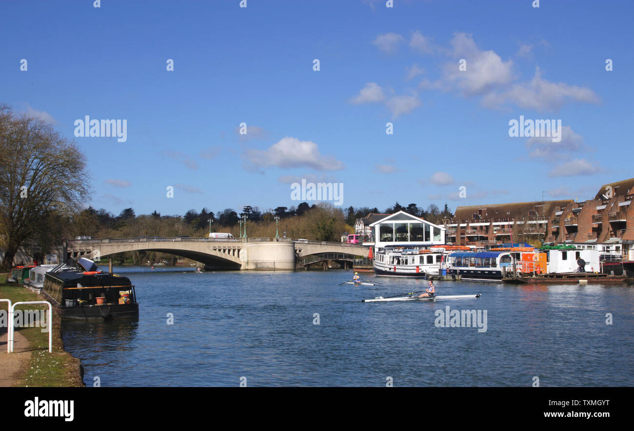 River Thames towards Caversham Bridge Reading Stock Photo