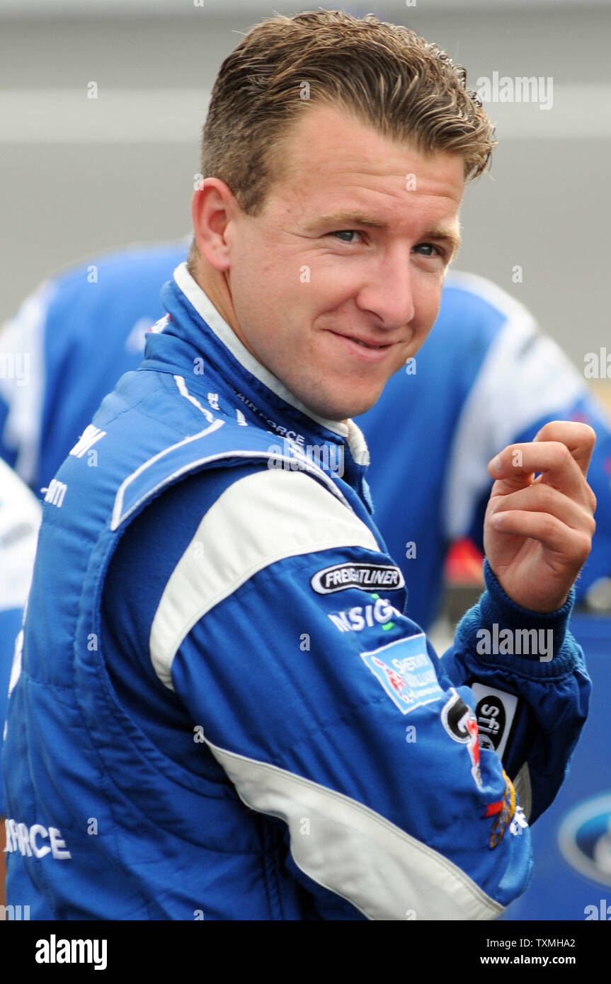 AJ Allmendinger waits to qualify for the NASCAR Sprint Cup Coke Zero 400 at Daytona International Speedway in Daytona Beach, Florida on July 1, 2011. UPI Photo/Christina Mendenhall Stock Photo