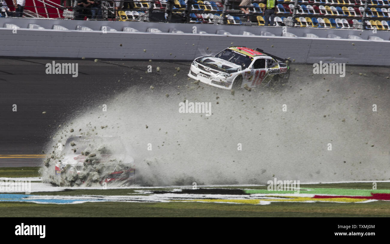 Joe Nemechek, in his #87 Florida DOT Toyota, slides through the infield