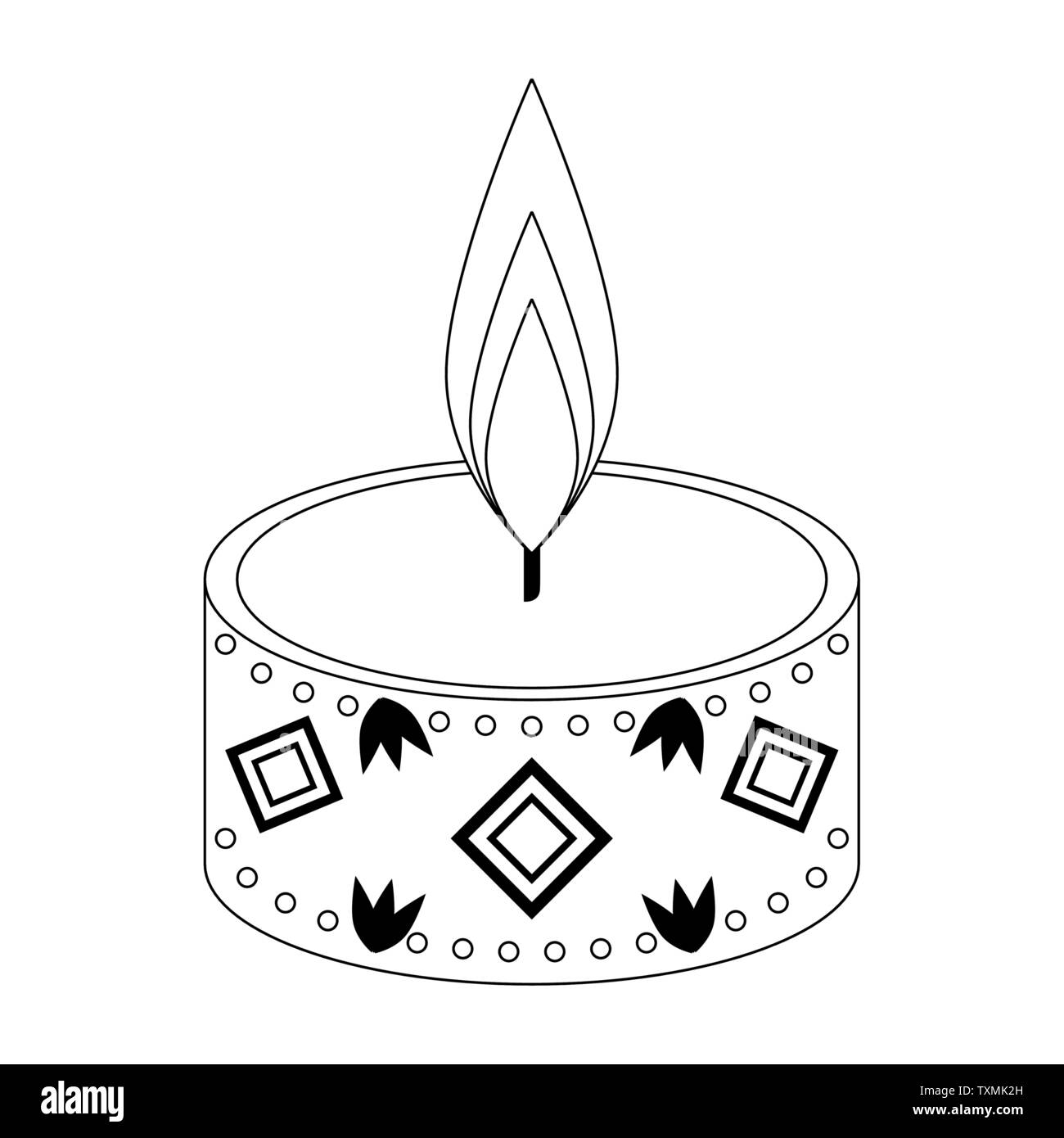 lit candle icon cartoon isolated in black and white Stock Vector Image