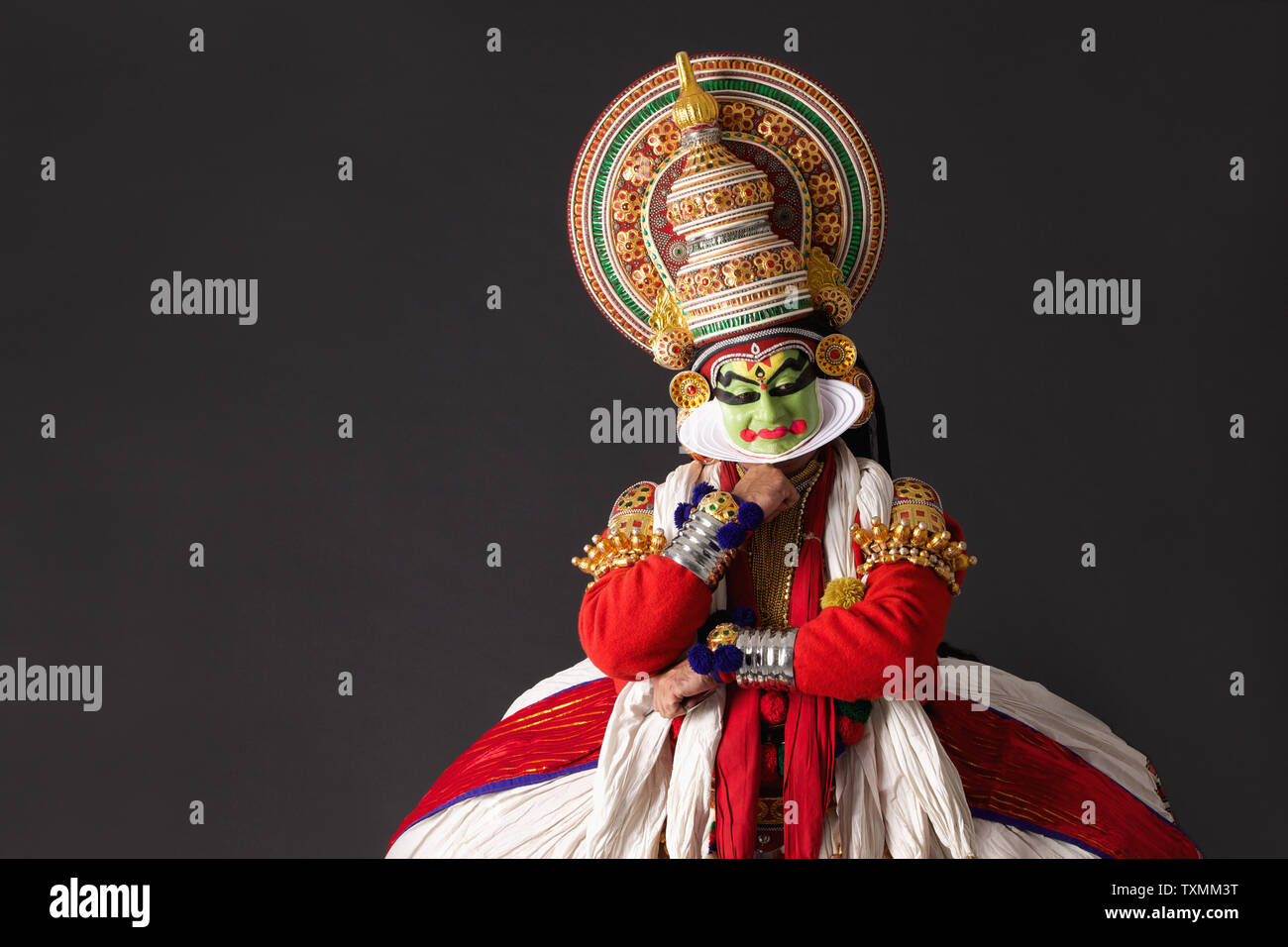 Indian kathakali dancer performing Stock Photo
