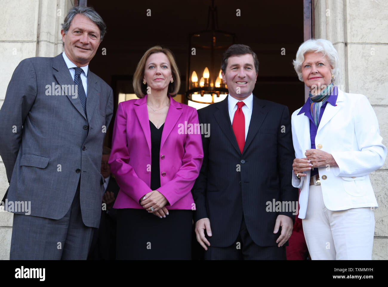 (From R to L) Former Deauville Mayor Anne d'Ornano, U.S. Ambassador to France Charles H. Rivkin, Rivkin's wife Susan and Deauville Mayor Philippe Augier arrive at a reception held in Rivkin's honor at the City Hall of Deauville, France on September 5, 2009.  Rivkin is in Deauville to participate in the 35th American Film Festival of Deauville.     UPI/David Silpa Stock Photo