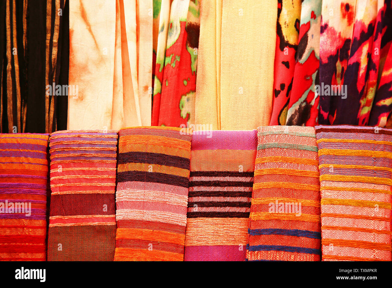 Blankets in Marrakech Stock Photo