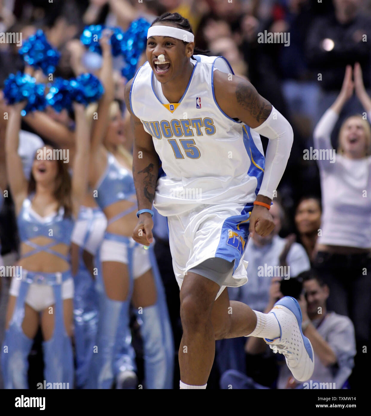 Dec. 8, 2007 - Carmelo Anthony Game-Used, Photo-Matched Denver Nuggets  White Jersey - 14 Points, 7 Rebounds - Resolution Photomatching on Goldin  Auctions