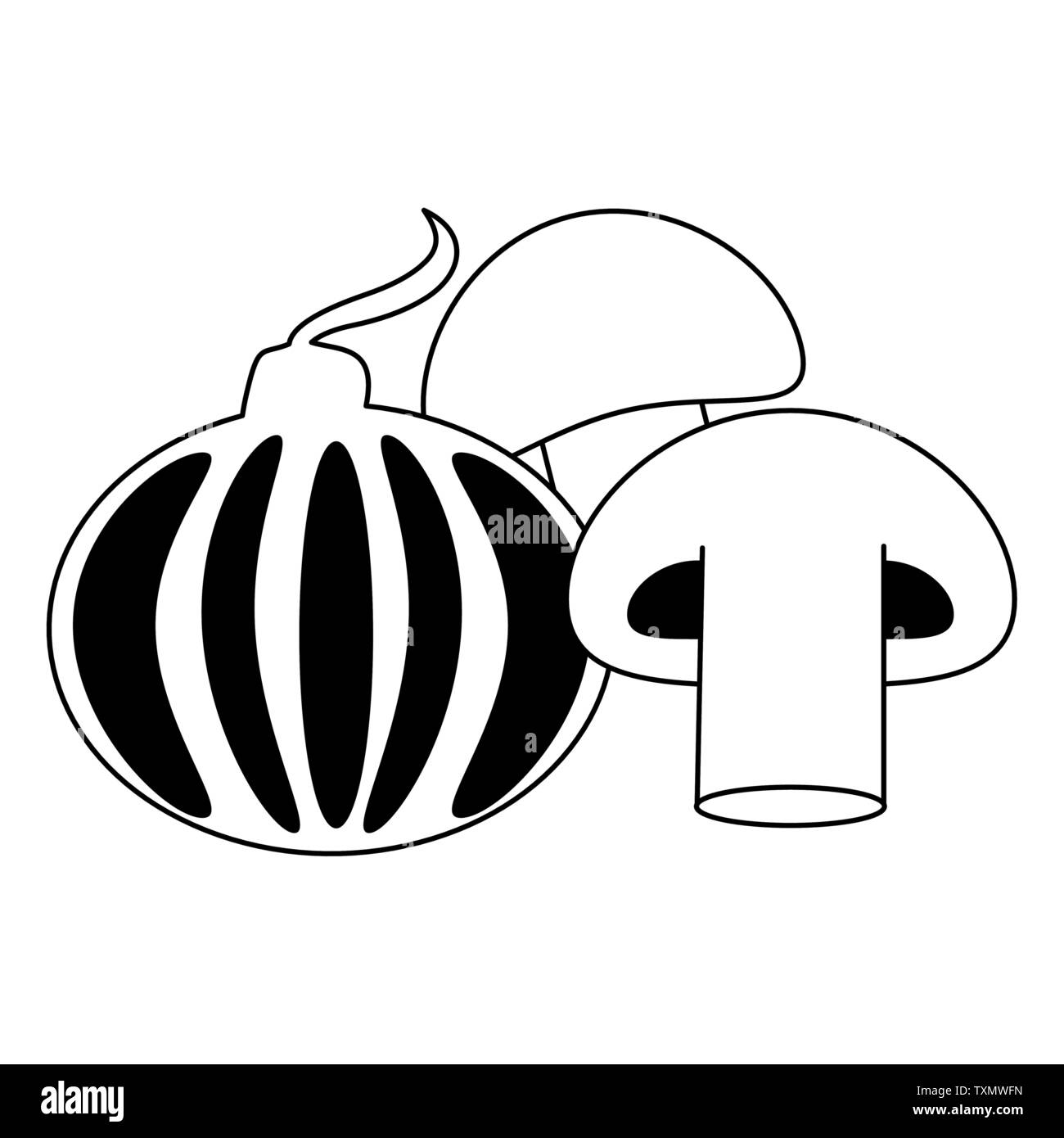 Vegetables fresh and healthy food in black and white Stock Vector Image ...