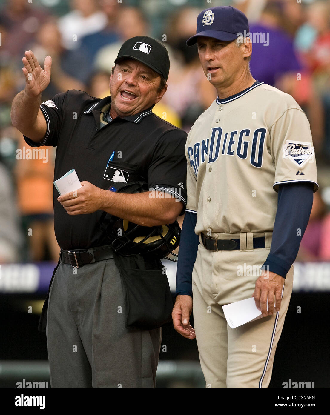 May 11, 2010; San Francisco, CA, USA; San Diego Padres manager Bud Black  (20) during the fifth inning against the San Francisco Giants at AT&T Park.  San Diego defeated San Francisco 3-2 Stock Photo - Alamy