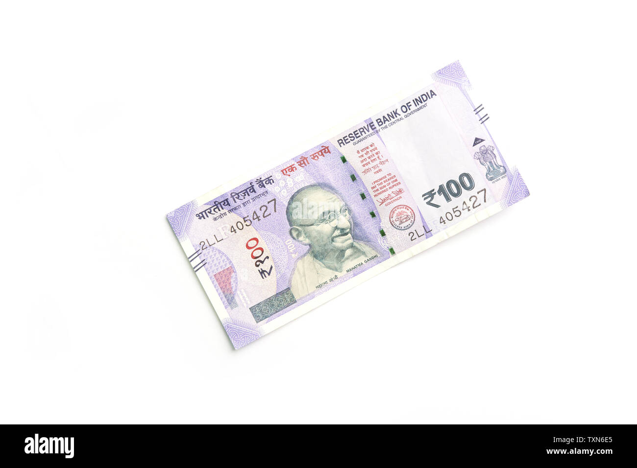 Indian 100 rupees isolated on white background Stock Photo - Alamy