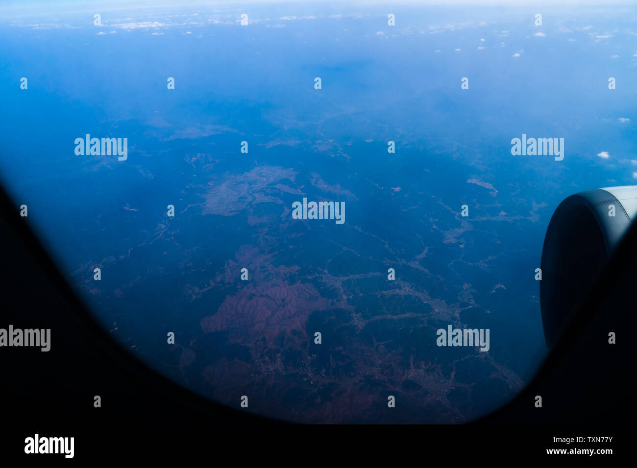 Airshot of flight jinggangshan plane in Shenzhen Stock Photo
