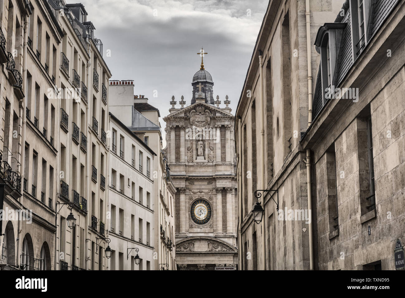 Scenic view of church Eglise Saint-Paul Saint-Louis, Paris, France Stock Photo