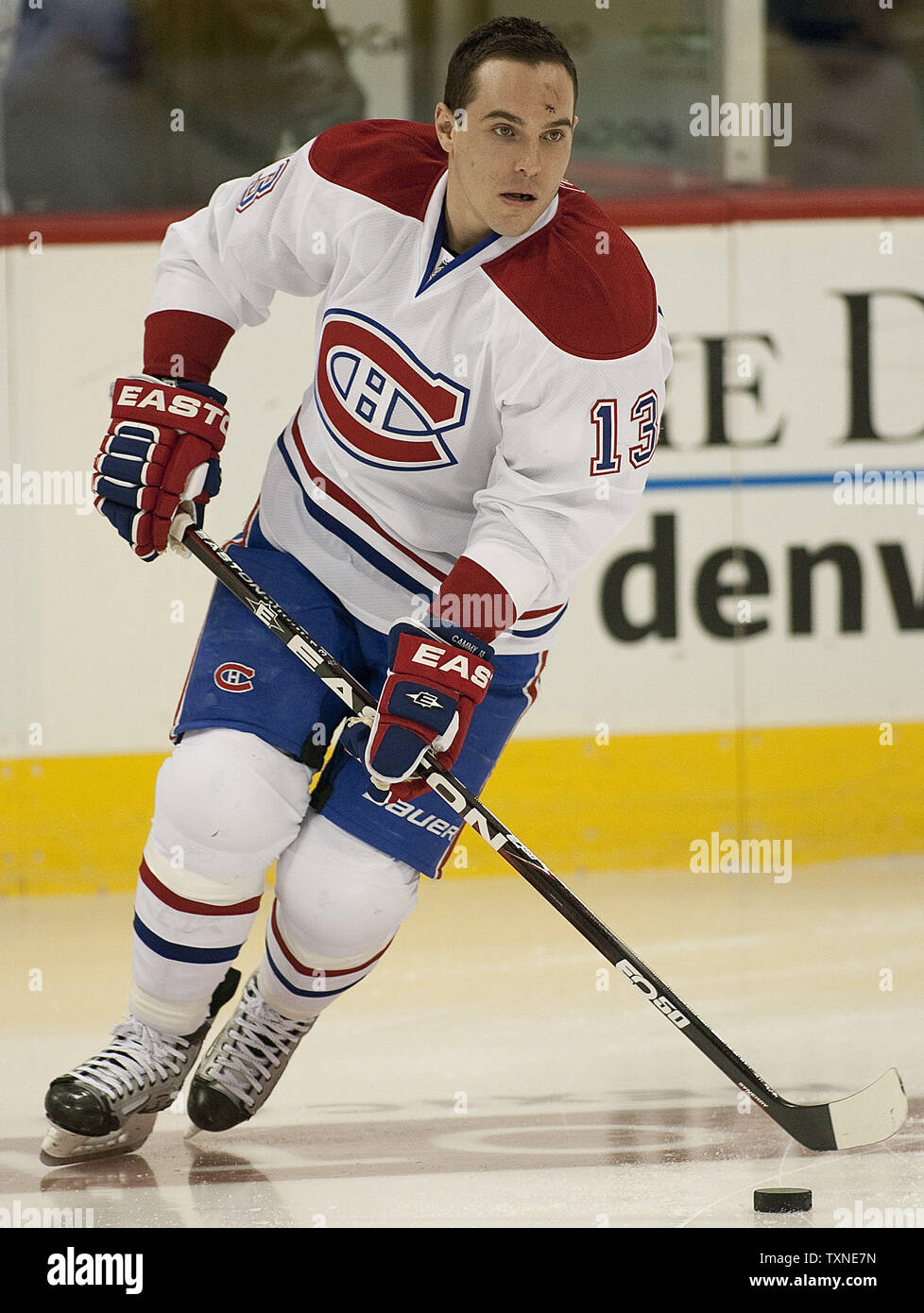 Montreal Canadiens left wing Michael Cammalleri skates during warm ups at the Pepsi Center in Denver on December 19, 2010.  The Canadiens lead the Northeast division with the Avalanche percentage points behind the Northwest division lead.        UPI/Gary C. Caskey Stock Photo