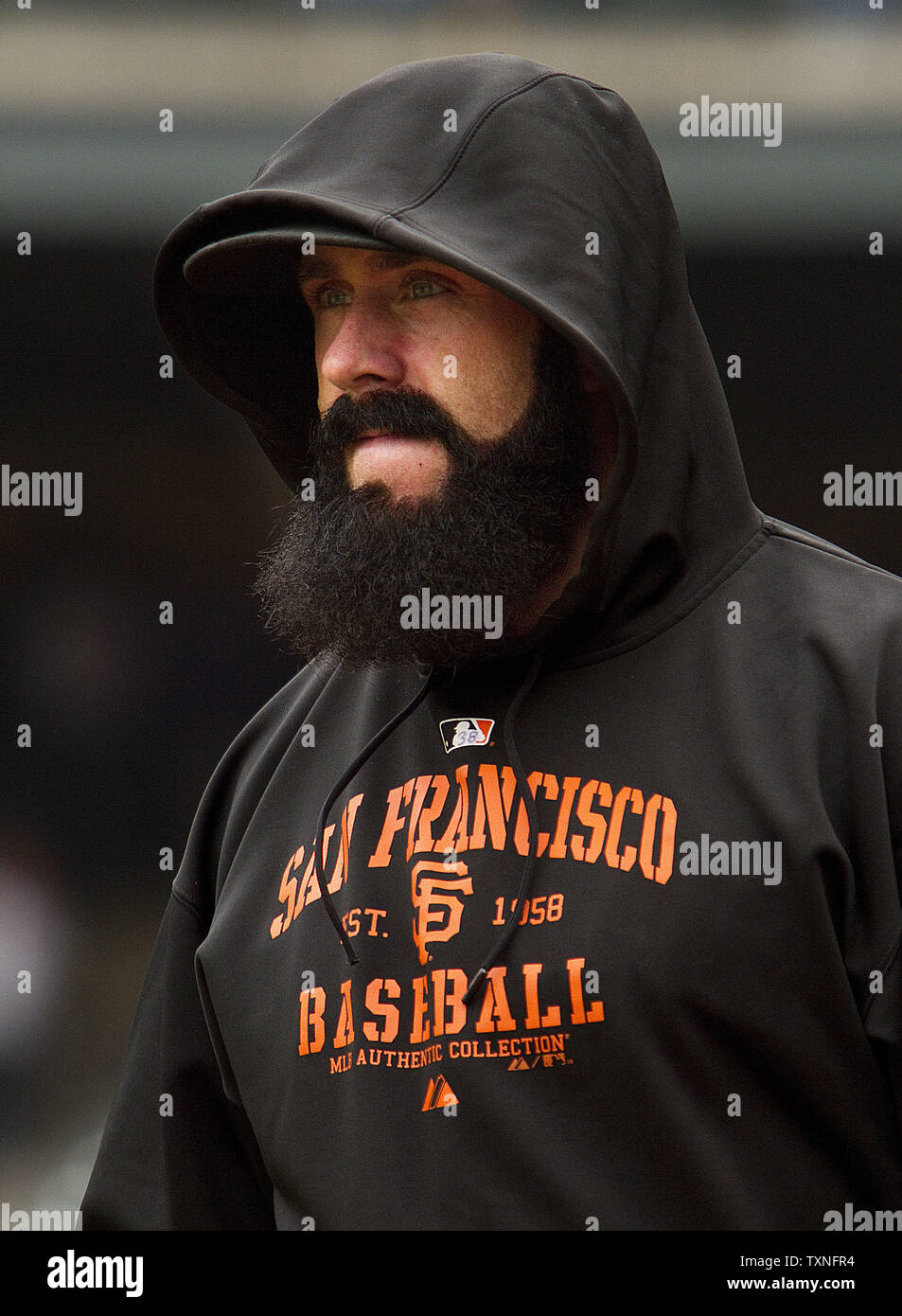 Black bearded San Francisco Giants relief pitcher Brian Wilson