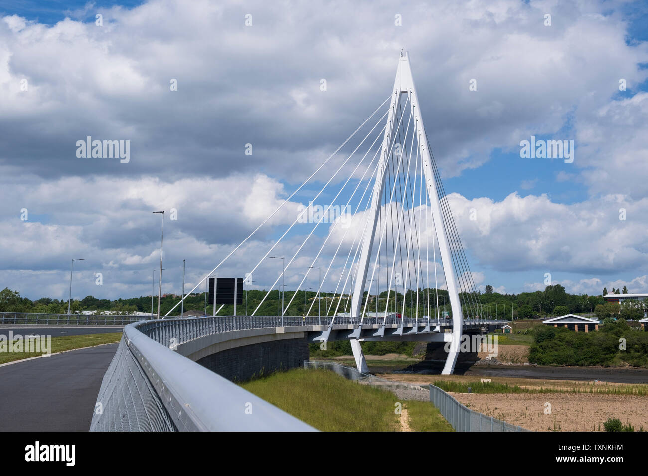 Northern Spire road bridge over River Wear in Sunderland Tyne and Wear Stock Photo