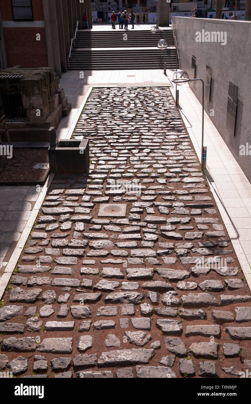 Germany, Cologne, old Roman harbor street near the cathedral.  Deutschland, Koeln, alte roemische Hafenstrasse nahe Dom. Stock Photo