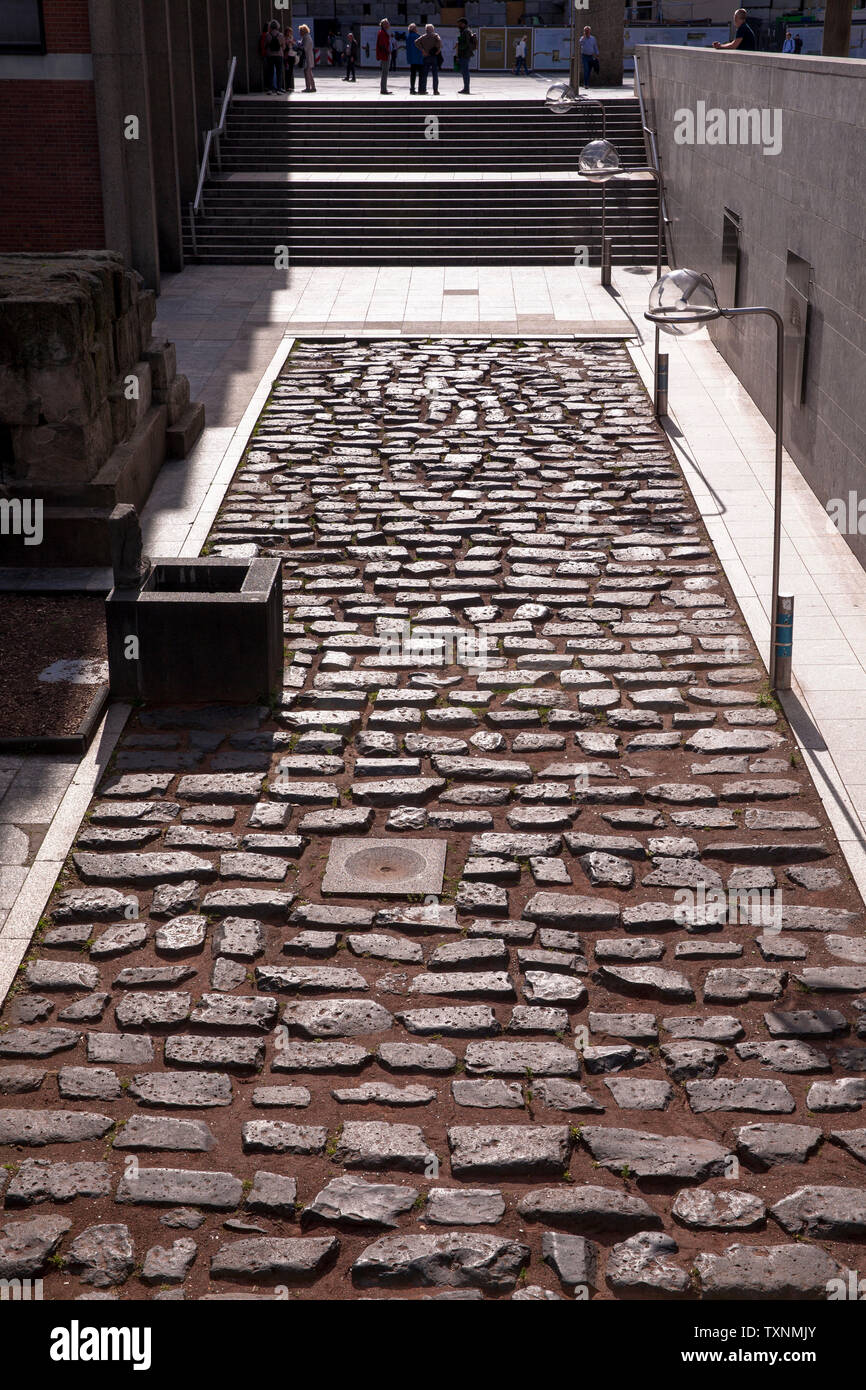 Germany, Cologne, old Roman harbor street near the cathedral.  Deutschland, Koeln, alte roemische Hafenstrasse nahe Dom. Stock Photo