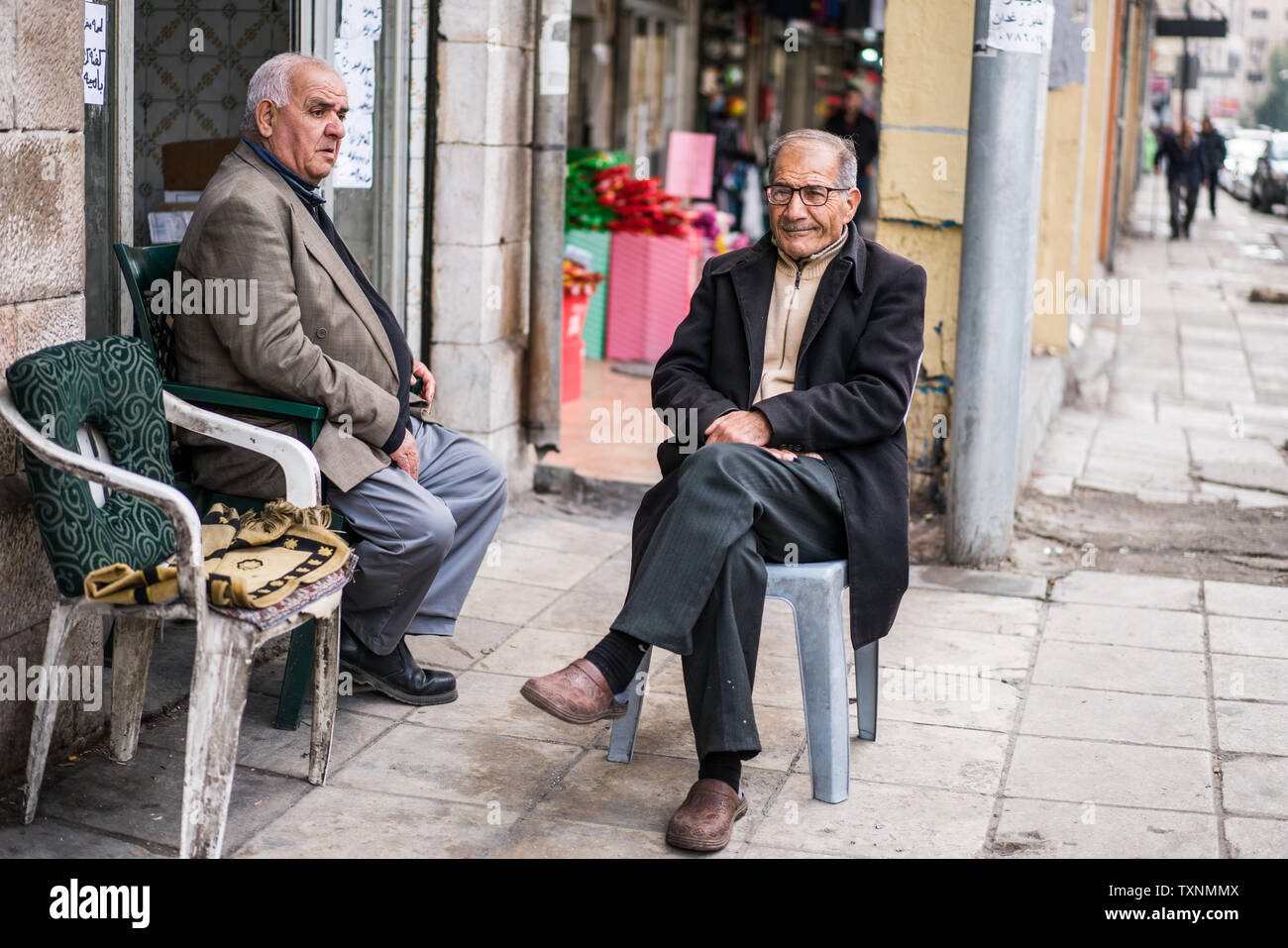 Local people in the street of the Amman, Jordan. Stock Photo