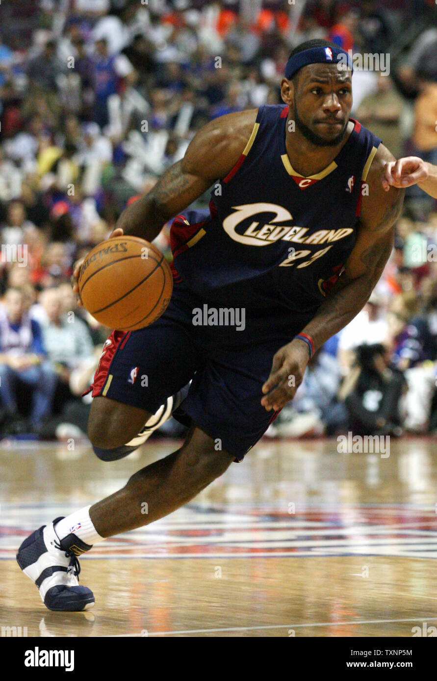 Cleveland Cavaliers forward LeBron James 23 dribbles the ball to the basket in the second quarter against the Detroit Pistons at The Palace of Auburn Hills in Auburn Hills Mi on May