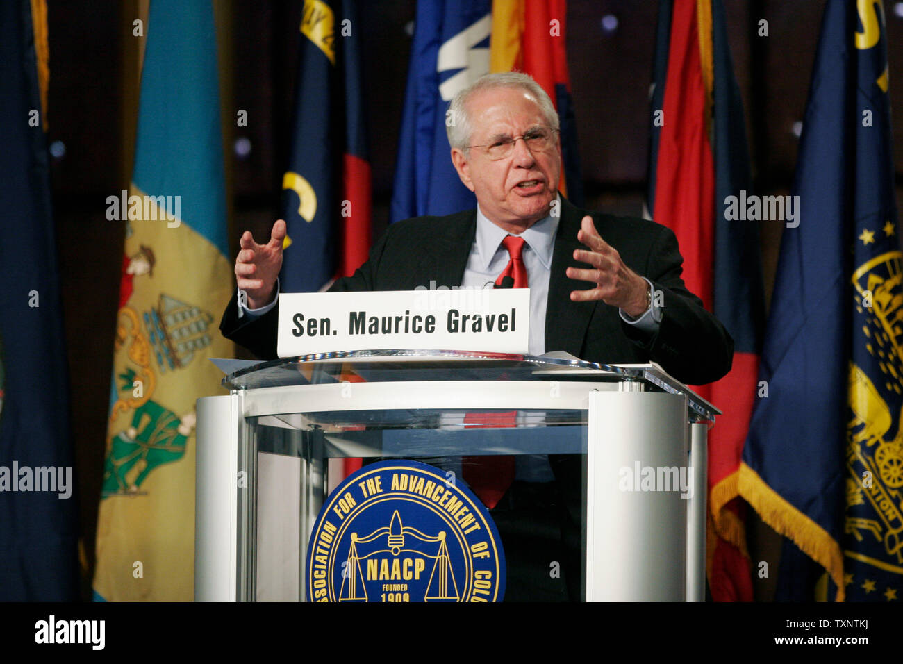 Former Senator Maurice Gravel speaks to NAACP delegates during the 98th ...