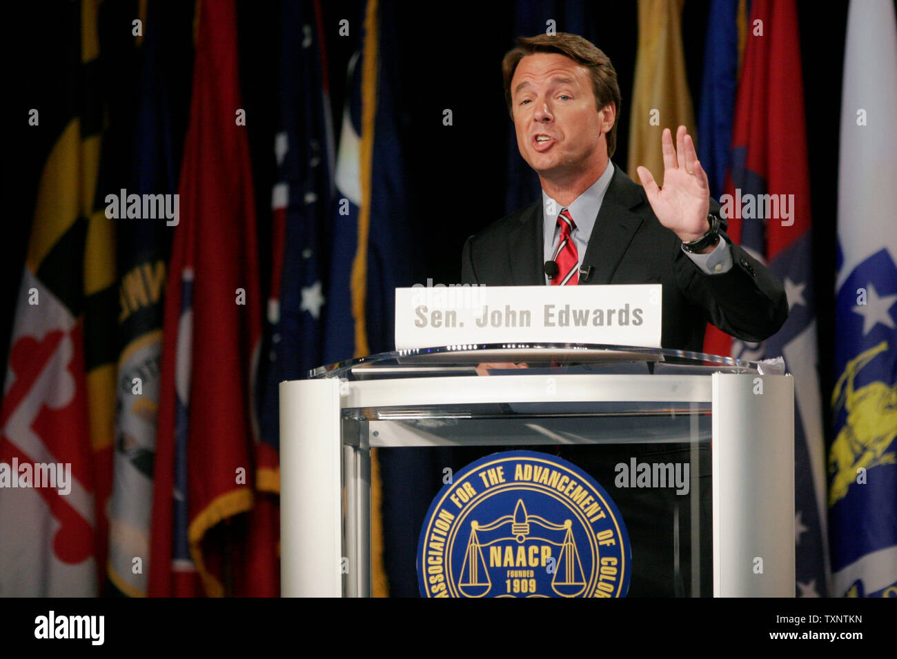 Former Senator John Edwards speaks to the NAACP delegates during the