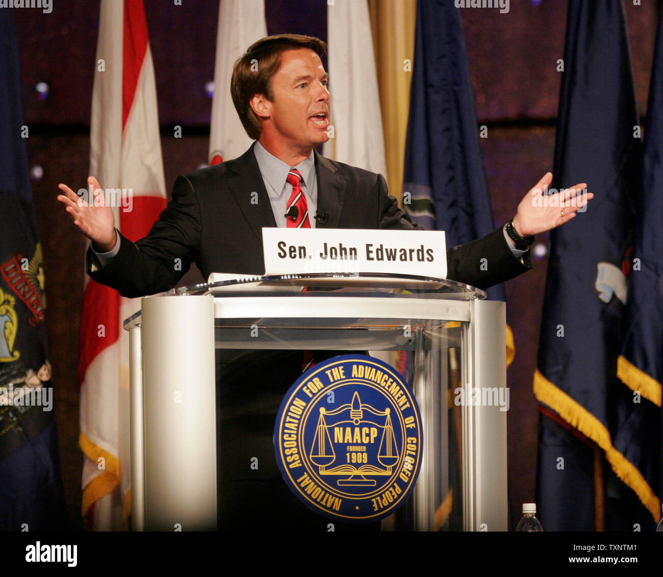 Former Senator John Edwards answers a question during the 98th Annual