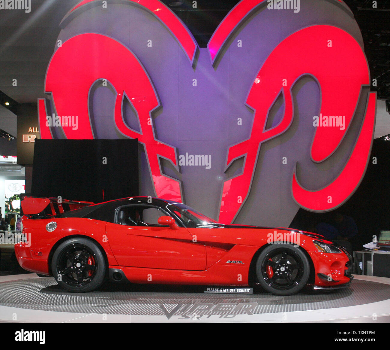 The 2009 Dodge Viper SRT 10 is on display during the final day of the press preview at the North American International Auto Show in Detroit on January 15, 2008.  (UPI Photo/Scott R. Galvin) Stock Photo