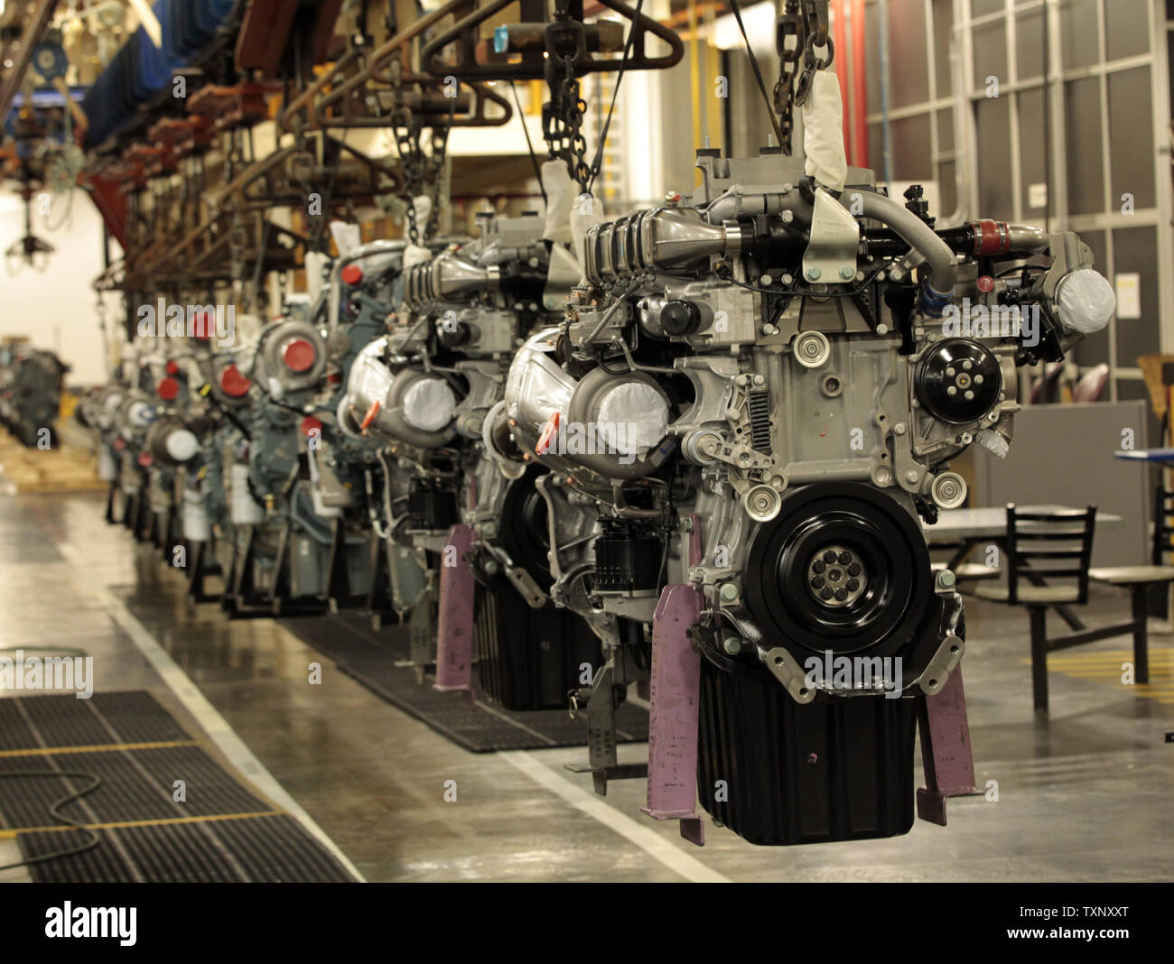 Detroit Diesel Dd 15 Engines On The Assembly Line At The Daimler Detroit Diesel Plant Before President Barack Obama Speaks To Workers In Redford Michigan On December 10 2012 Detroit Diesel Dd 15 Engines