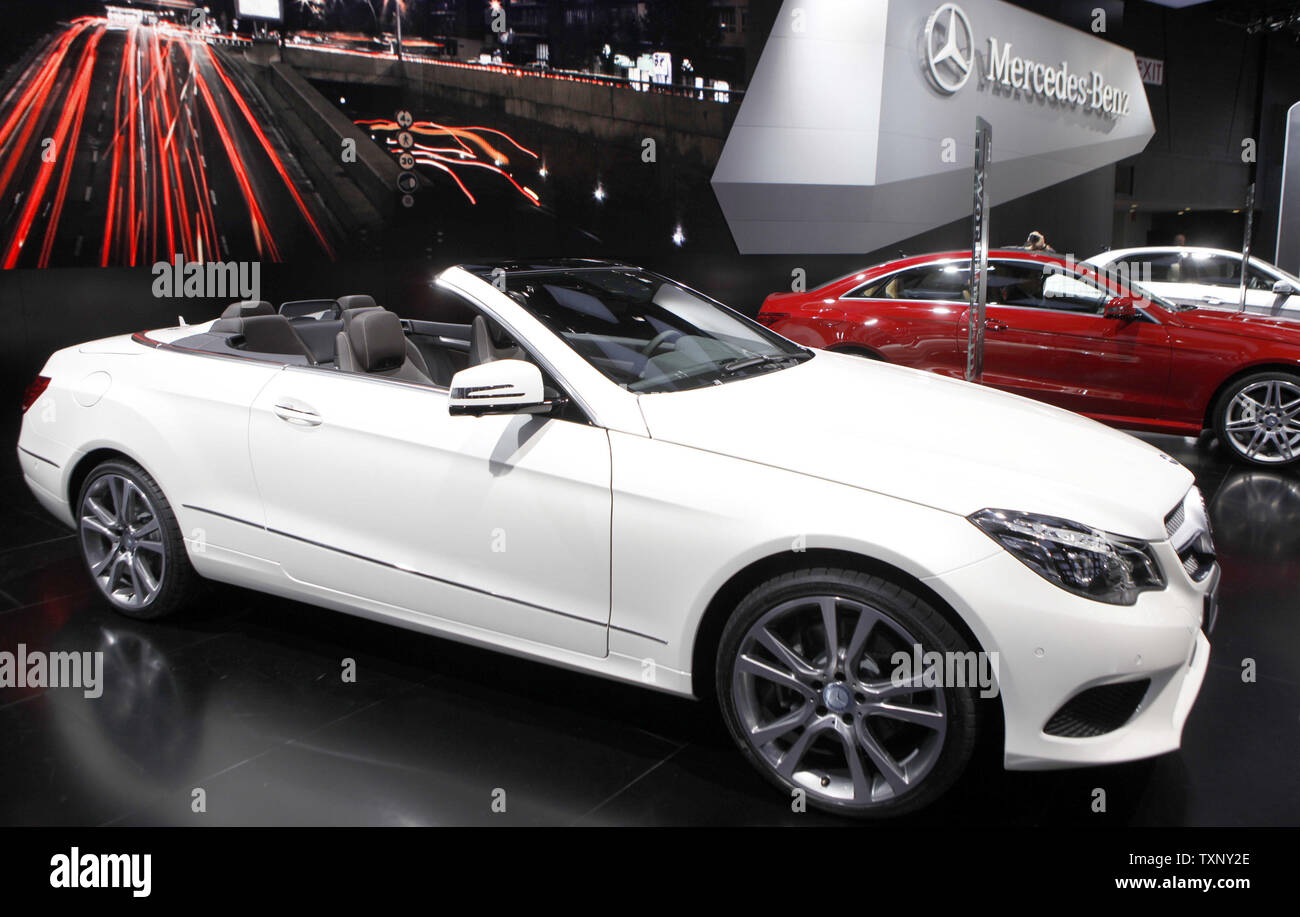 The new Mercedes-Benz E-Class Cabriolet is on display along with the new variations of the E-350 class during the 2013 North American International Auto Show at the Cobo Center in Detroit, January 15, 2013. UPI/Mark Cowan Stock Photo