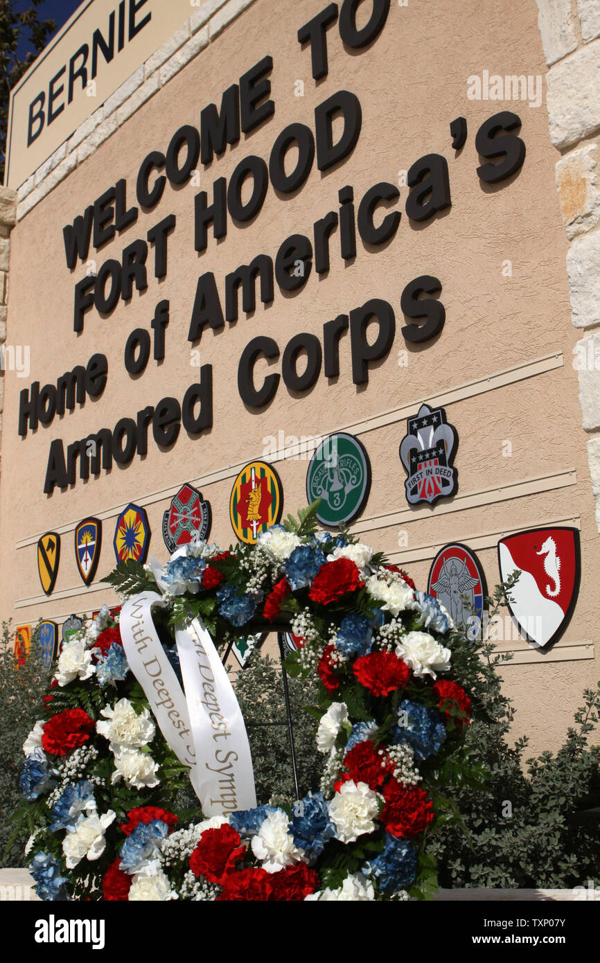The main gate at the Fort Hood Army Base is seen on South Fort Hood