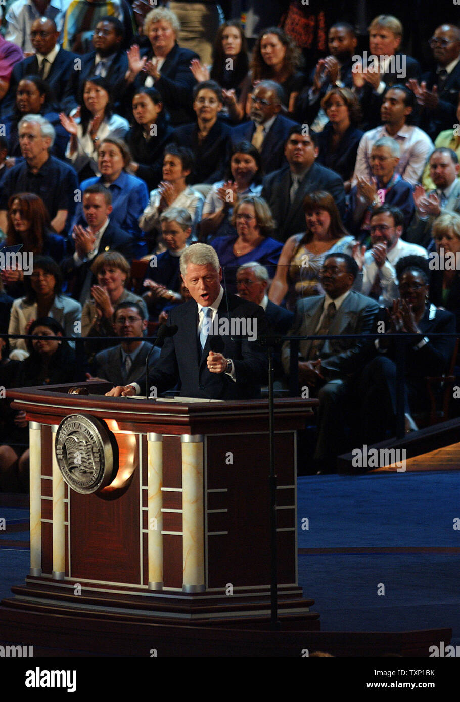 Former President Bill Clinton addresses the delegations during the ...