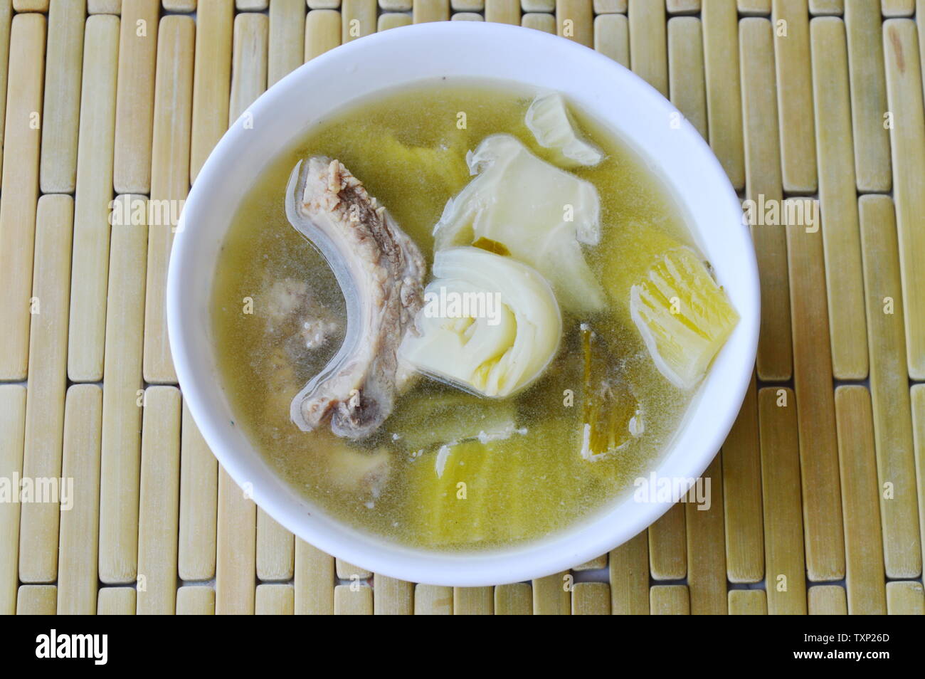pickled cabbage with pork rib soup on bowl Stock Photo Alamy